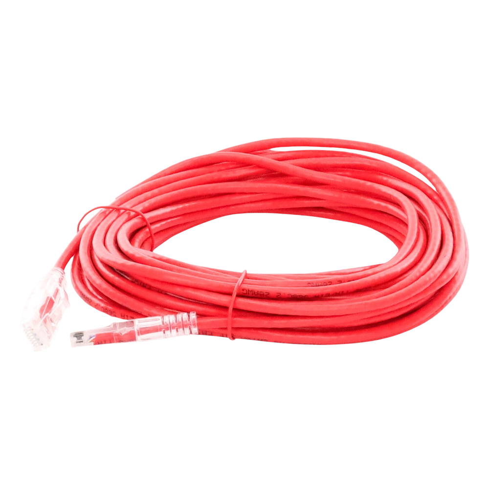 Cable de Parcheo Slim UTP Cat6A - 10 Metros (32.81 Pies) Rojo Diámetro Reducido (28 AWG)