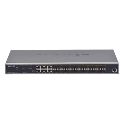 Switch Administrable Capa 2 con Fuente de Alimentación Redundante, 24 Puertos SFP Gigabit 100/1000X, 8 Puertos Combo RJ45 Gigabit.