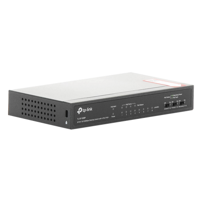 Switch PoE+ No Administrable / De Escritorio 8 puertos 10/100 Mbps / 4 puertos PoE af/at Inteligente / Presupuesto 66 W / Hasta 250 metros