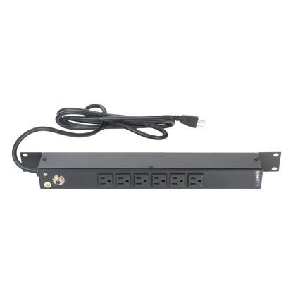 Multicontacto Horizontal (PDU) de 6 Contactos (NEMA 5-15R) Rack 19" 1UR. Voltaje Entrada/Salida: 120Vca/15A