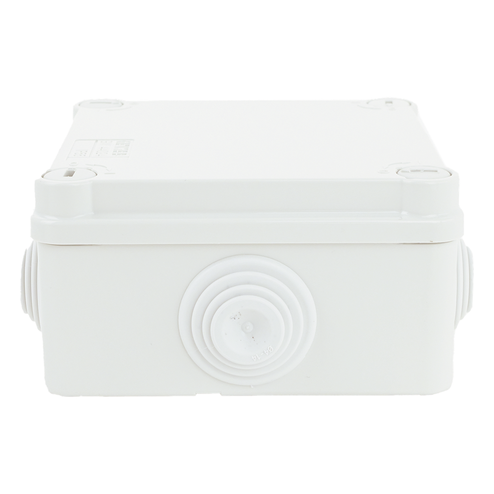 Caja Estanca de PVC Para Derivación y Conexión, 6 Entradas, Tapa con Tornillo de 1/4" de Vuelta, 100x100x50 mm (Área Interna), Uso Exterior IP55