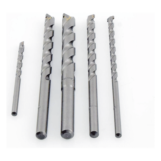 Juego de 5 Pzas. de Broca para Concreto, Zanco Recto (3/16", 1/4", 5/16", 3/8" y 1/2").