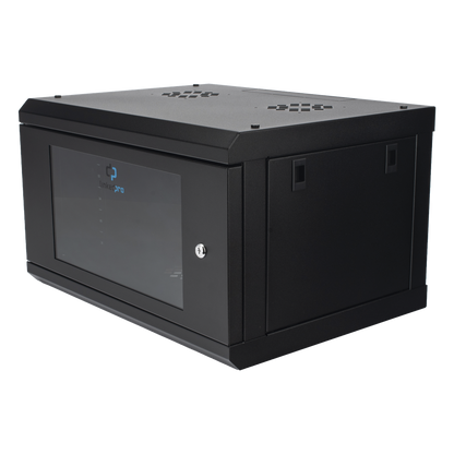 Gabinete de Pared con Puerta de Cristal Templado, 455mm de Profundidad, 6U Rack de 19'', Acero Reforzado