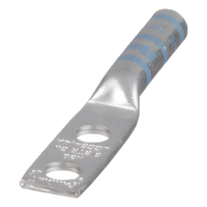 Zapata de compresión LCC6-14A-L para cal. 6 Awg, Doble barreno para tornillo prisionero de 1/4, Espaciado de orificio 16mm, 1 Pz