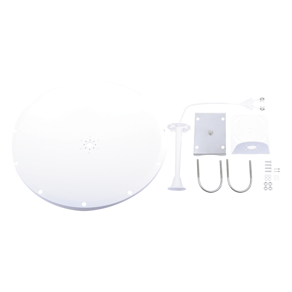 Kit de Antena y radomo, ganancia de 28 dBi, rango de frecuencia extendida (4.9 a 6.5 GHz), conectores SMA-macho inverso, incluye jumper, distancia de