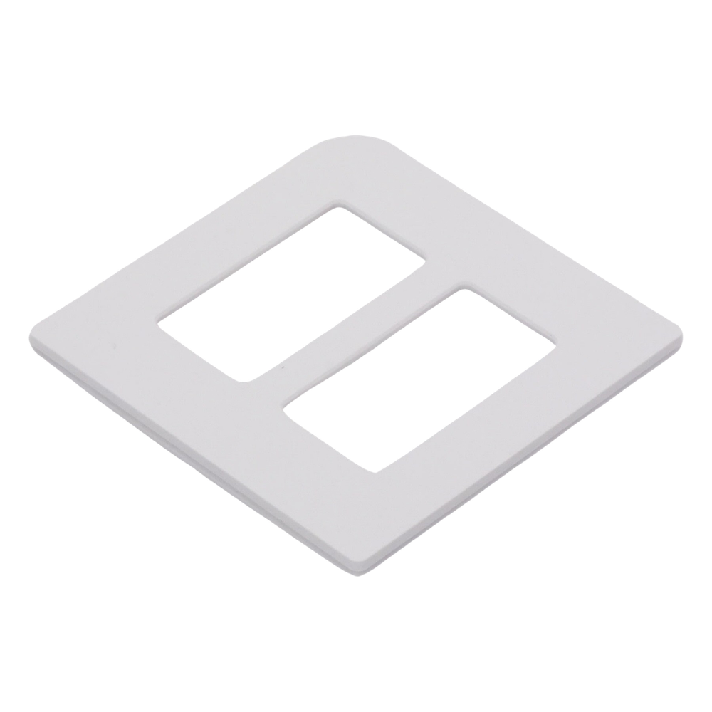 Placa de pared de 2 espacios sin tornillos visibles en acabado Snow satinado, compatible con atenuadores e interruptores Lutron Maestro, Diva, Claro