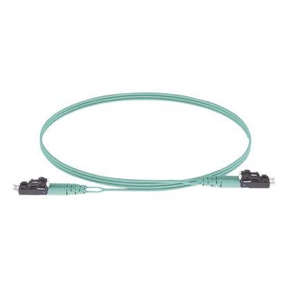 Jumper de Fibra Optica Multimodo 50/125 OM3, LC-LC Duplex, OFNR (Riser), Color Aqua, 5 Metros (16.40 Pies)