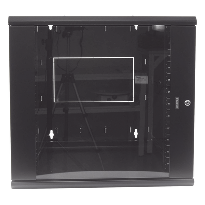 Gabinete PanZone de Montaje en Pared, de 19in, Puerta con Ventana de Seguridad, 12 UR, 762mm de Profundidad, Color Negro
