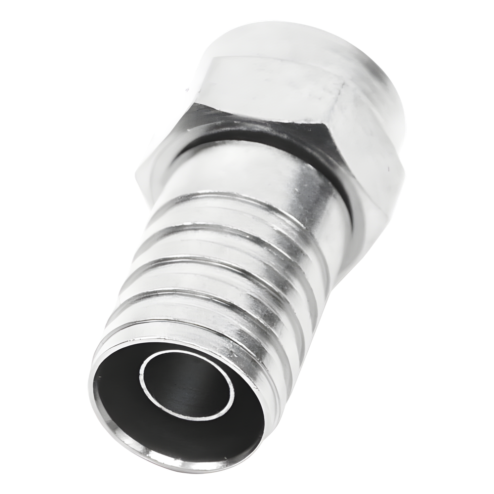 Conector F Macho, Plegable de Doble Blindaje para cable RG-59, Cuerpo de Bronce Niquelado
