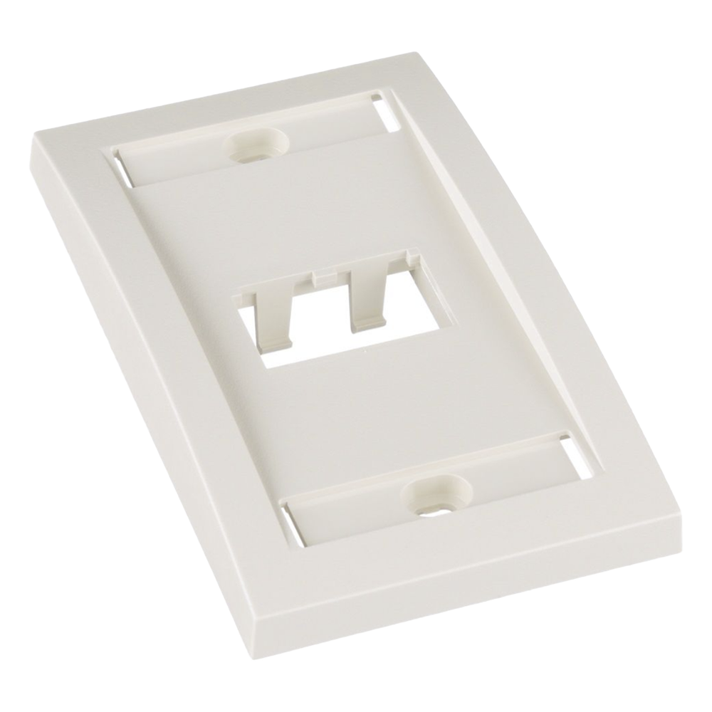 Placa de Pared Vertical Ejecutiva, Salida Para 2 Puertos Mini-Com, Con Espacios Para Etiquetas, Color Blanco Mate