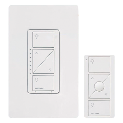 Kit de atenuador de pared inteligente sin cable neutro con control remoto Pico y placa Claro, 600 W incandescente/halógeno o 150 W LED atenuable