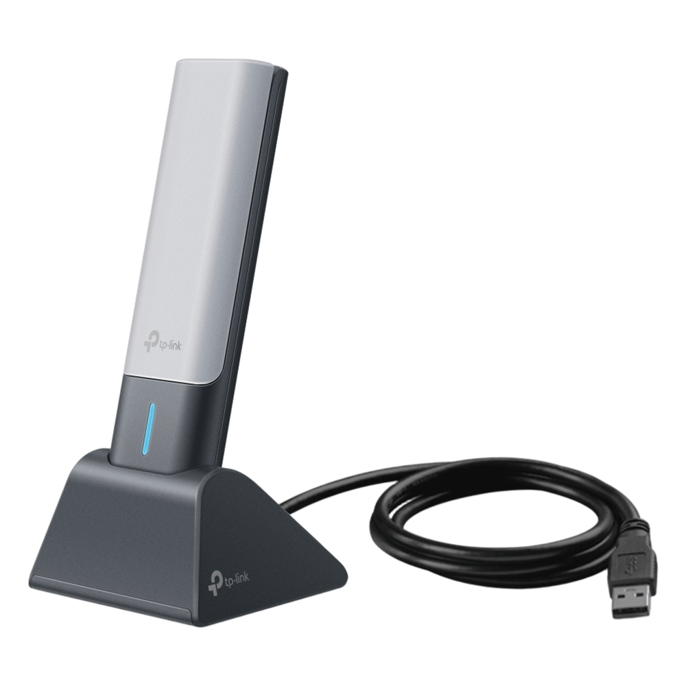 Adaptador USB Wireless Wi-Fi 6 / AX3000 (2402 Mbps + 574 Mbps) / Antenas de Alta Ganancia / USB 3.0 / Baja Latencia Gaming / WPA3 / Cuna Desmontable