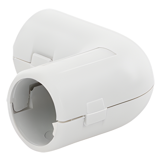 Unión en "L" (Codo) para tubería rígida, recomendado para cable eléctrico, PVC Auto-extinguible, de 16 mm