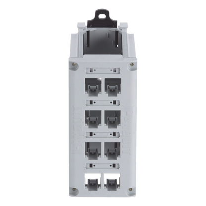 Panel de Parcheo Modular para Cobre, de Instalación en Riel DIN Estándar de 35 mm (1.38 pulgadas), 8 Puertos Mini-Com, Color Gris