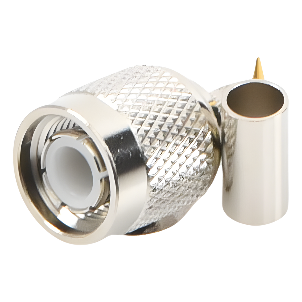 Conector TNC Macho de Anillo Plegable para Cables RG-58/U, LMR-195, Níquel/ Oro/ Delrin