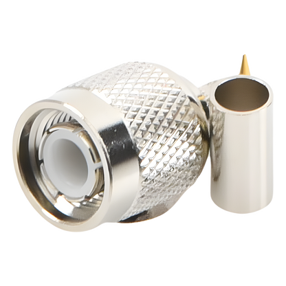 Conector TNC Macho de Anillo Plegable para Cables RG-58/U, LMR-195, Níquel/ Oro/ Delrin