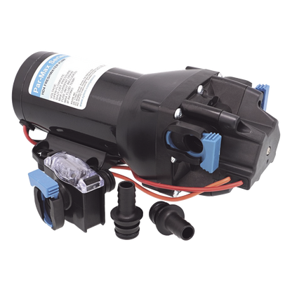 Bomba de Diafragma Marina PARMAX HD4 / 12V / 4 GPM (15.1 LPM) / 40 PSI (2.8 BAR) / Autocebante / IPX6 / Acero Inoxidable / Bypass Interno