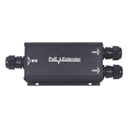 Extensor PoE/ 100 Metros / Intemperie (IP66) / 60 Watts / 1 puerto @ 2 salidas a 30 W / No requiere fuente de alimentación adicional
