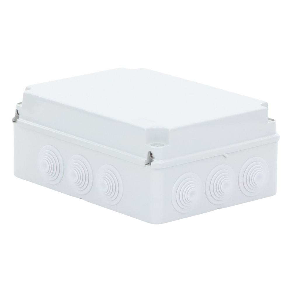 Caja Estanca de PVC Para Derivación y Conexión, 12 Entradas, Tapa Atornillada, 300x220x120 mm (Área interna), Uso Exterior IP55, Material que no