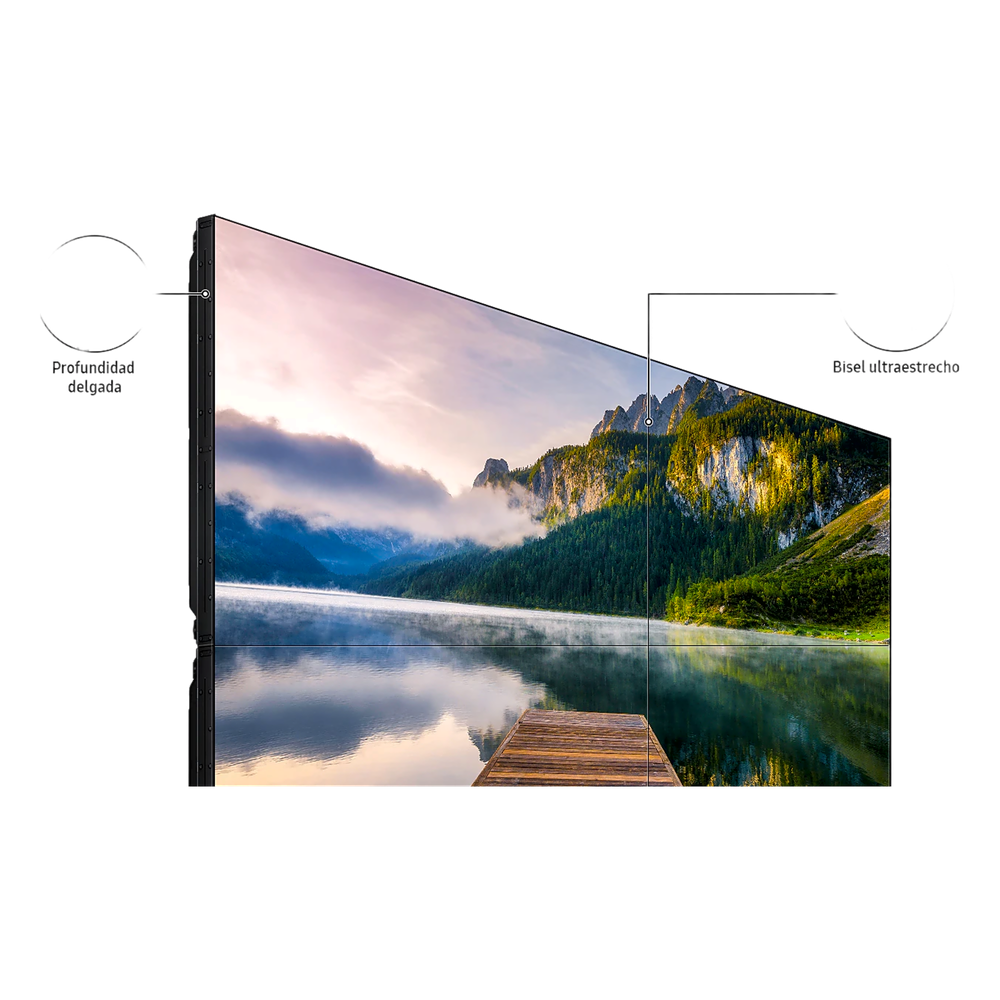 KIT de Video wall LCD 2x2 4 pantallas de 55" VM55BU para conexion daisy chain, incluye montajes de pared Peerless DS-VW765-LAND, Tamaño 109" (2x2)