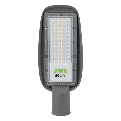 Luminaria LED de 50 W/ 100 - 265 V CA ~50/60 Hz / Fotocelda / Color Blanco/ Dimensiones 160 x 390 x 78 mm / Ángulo de Luz 135°.