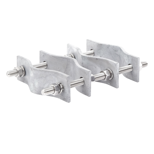 Juego de Dos Abrazaderas Dobles para Mástiles de 3.8 a 8.9 cm, con Separación entre centros de 12 cm