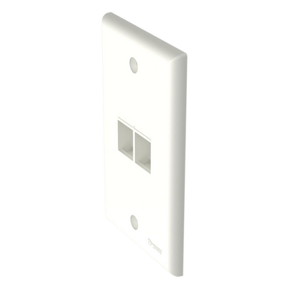 Placa de Pared Vertical, Salida Para 2 Puertos Keystone, Color Blanco Mate