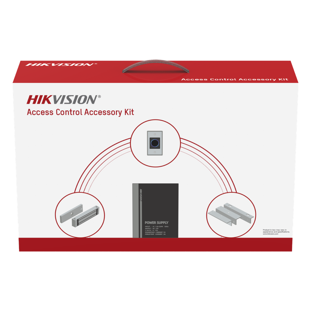 Kit HIKVISION para para Control de Acceso / Fuente 12 Vcd 2 A + Botón de Salida + Chapa Magnética 600 Lbs / Para Instalación de Control de Acceso