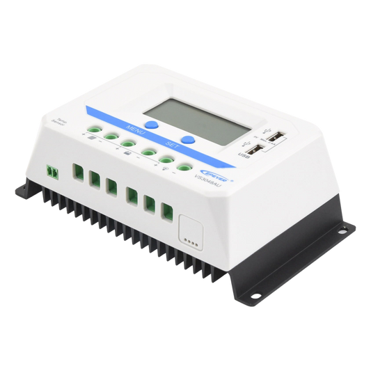 Controlador Solar PWM / 30A / 12/24V/36/48V / Doble USB / Pantalla LCD / Tierra Positivo Común