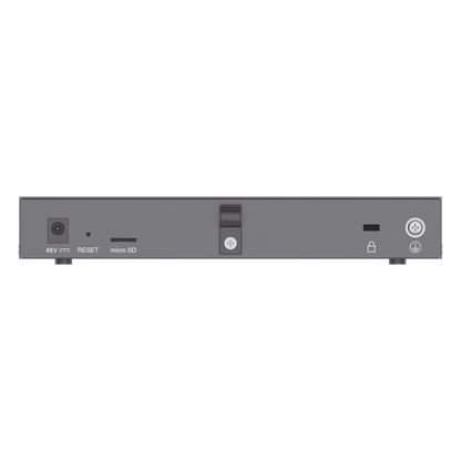 4 en 1: Firewall Nueva Generación, Router, IP PBX (24 usuarios / 8 llamadas), Switch Gigabit de 5 Puertos (4 PoE) y 2 Puertos SFP 2.5 Gigabit / Todos