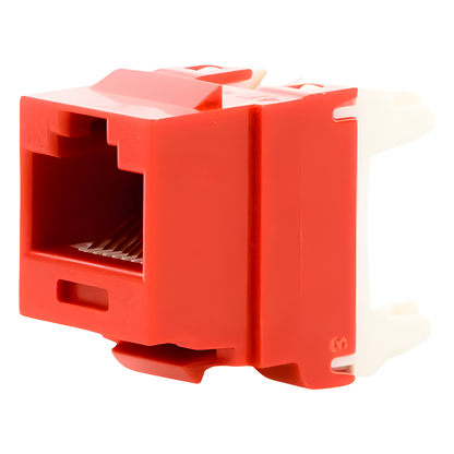 Conector Jack Estilo 110 (de Impacto), Tipo Keystone, Categoría 6, de 8 Posiciones y 8 Cables, Color Rojo