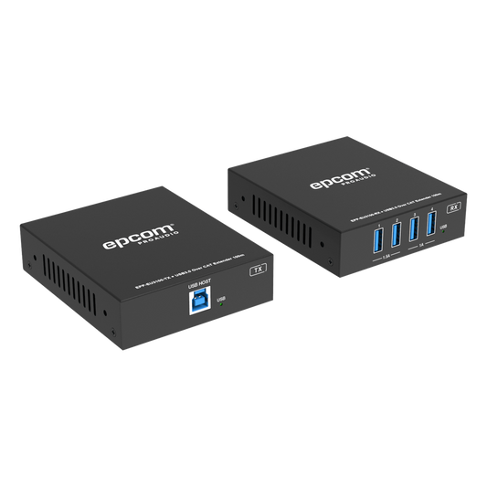 Extensor USB 3.0 | Hasta 100 m por CAT6a | PoC Bidireccional 24 Vcc | RS-232 | 4x USB-A