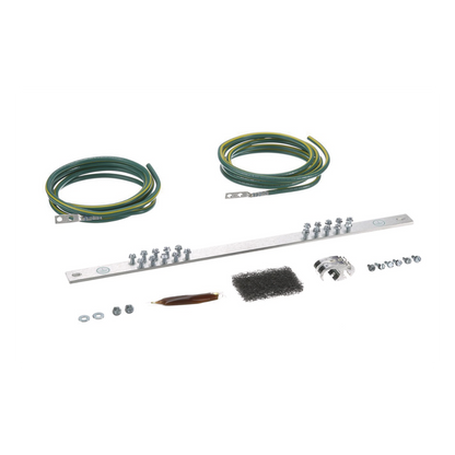 Kit de Puesta a Tierra con dos Jumpers 6 AWG y Barra de Conexiones de 20 Orificios, para Rack de 19in