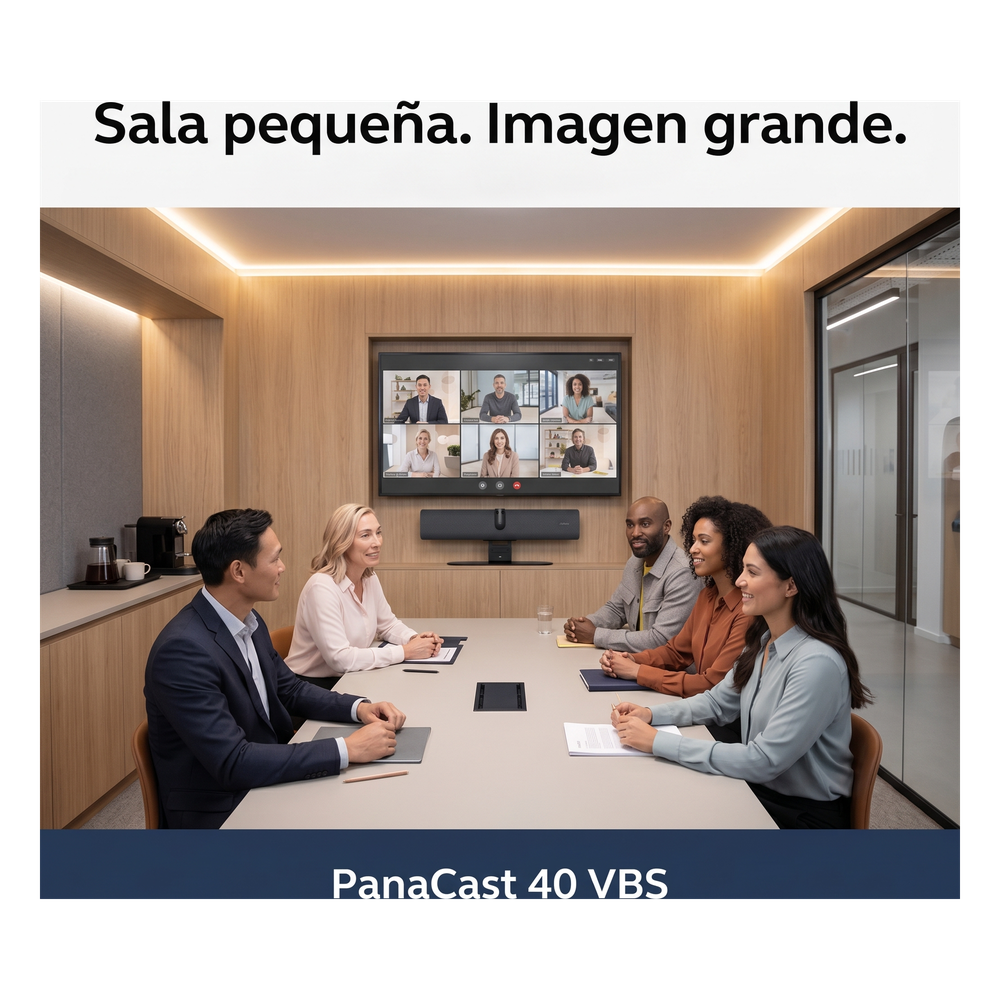 Barra de Video para Salas de Reuniones Pequeñas / Campo de Visión 180° / Cámara Dual Panorámica 4K / Zoom Digital 4X / 6 Micrófonos Beamforming con