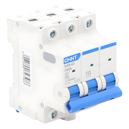 Pastilla para Riel Din, 3 Polos, 40 Amp, Vca:110/415v, 6kA, Catálogo: NXB633PD40.