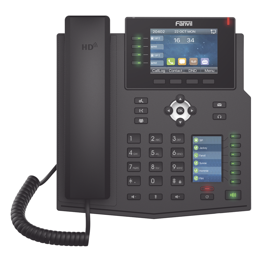 Teléfono IP Empresarial con Estándares Europeos, 16 líneas SIP con pantalla LCD a color 3.5", 30 teclas DSS/BLF, puertos Gigabit, IPv6, Opus y