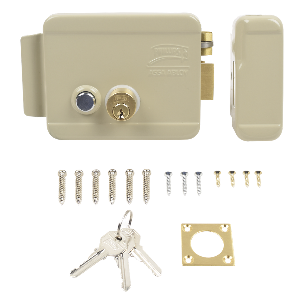 Cerradura Eléctrica / Incluye Llave / Derecha/ Con Botón integrado /Exterior