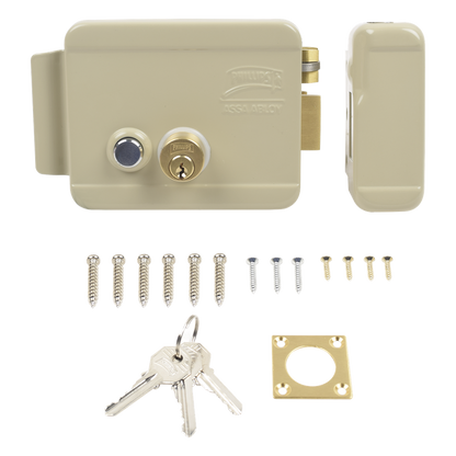 Cerradura Eléctrica / Incluye Llave / Derecha/ Con Botón integrado /Exterior