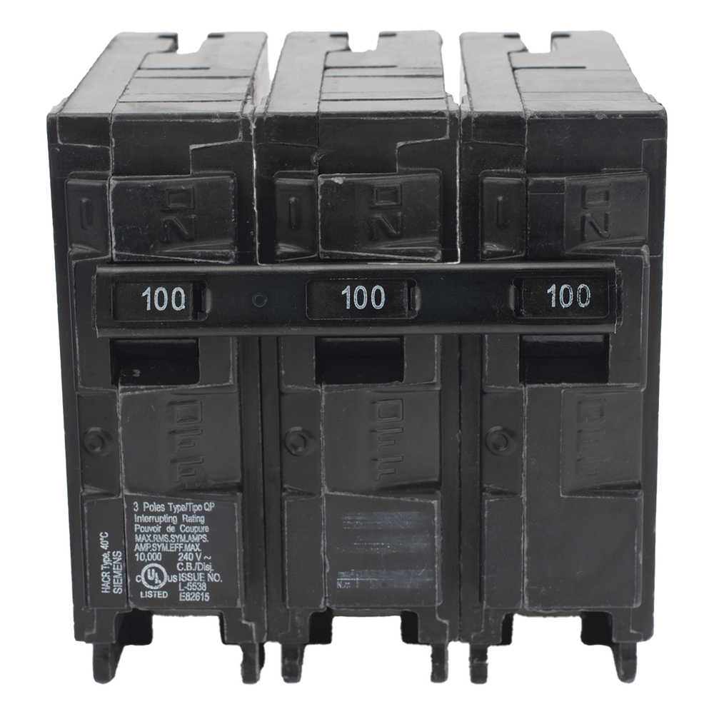 Interruptor automático enchufable tipo QP 3 polos, 100 amp.