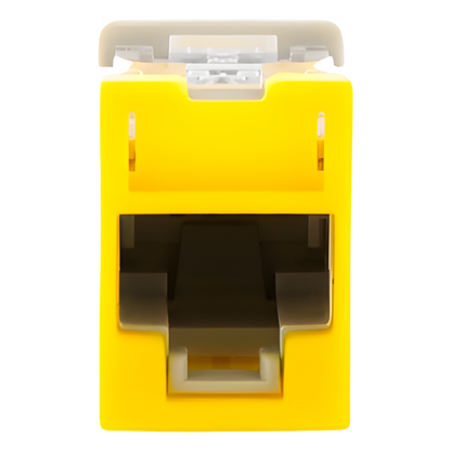 Jack Ultramax Cat5e, UTP, Montaje Híbrido en Placa de Pared (Plano y Angulado), Color Amarillo, Punch Down