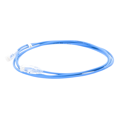 Cable de Parcheo Slim UTP Cat6A - 2 Metros (6.56 Pies) Azul, Diámetro Reducido (28 AWG)