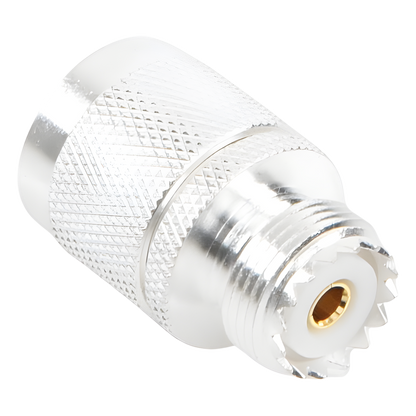 Adaptador en Línea, de Conector N Macho a UHF Hembra (SO-239), Plata/ Oro/ Teflón