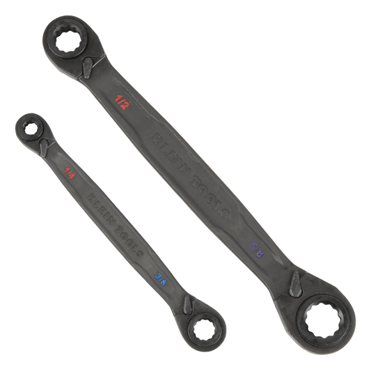 Juego de 2 llaves Estriadas de Matraca 4 en 1 con 8 Medidas Inglesas 1/2-5/8", 3/4-9/16", 1/4-3/8", 7/16-5/16"