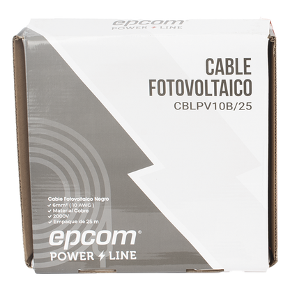 Kit de 2 rollos de 25 metros de cable fotovoltaico de cobre, rojo y negro, calibre 10 AWG (6mm²), Tipo PV, 1000/2000 V y 120°C.