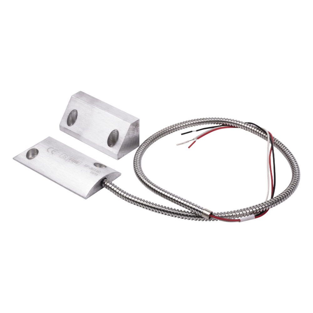 Contacto Magnético para Piso Uso Rudo / Salida Dual NC/NA / GAP 65 mm (2.5 in) / Aluminio / Cable Blindado 55 cm / UL & CE