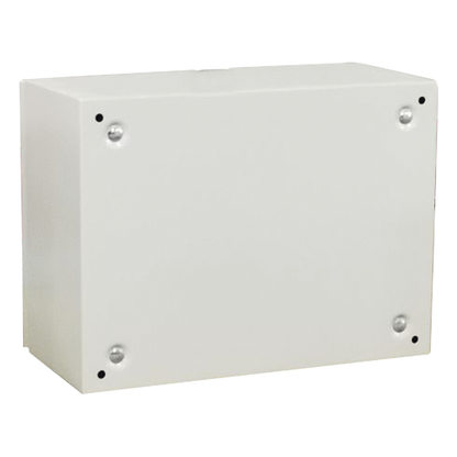 Gabinete de Acero IP66 Uso en Intemperie (400 x 300 x 300 mm) con Placa Trasera Interior Metálica y Compuerta Inferior Atornillable (Incluye Chapa y