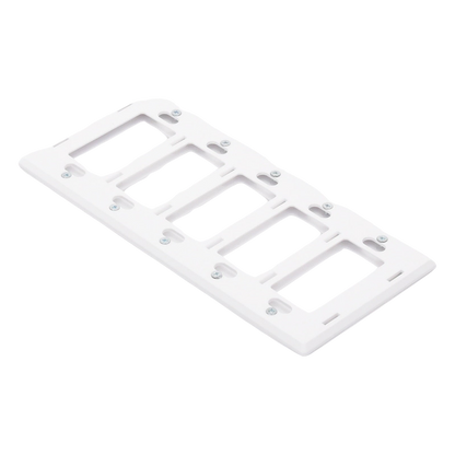 Placa de pared Claro de 5 espacios sin tornillos visibles, color blanco brillante, para atenuadores, apagadores y controles Pico Lutron
