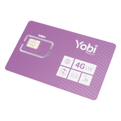 SIM Yobi para dispositivos móviles 3G/4G con recarga de 10GB cada mes durante 1 año de servicio (solo datos)