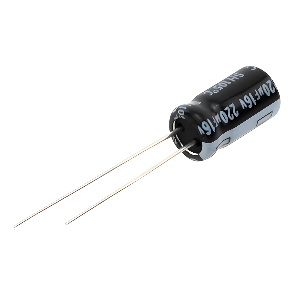 Capacitor Electrolítico en Aluminio, Radial de 220 µFd, 16 Vcc, 105 °C, 6.3 x 11 mm