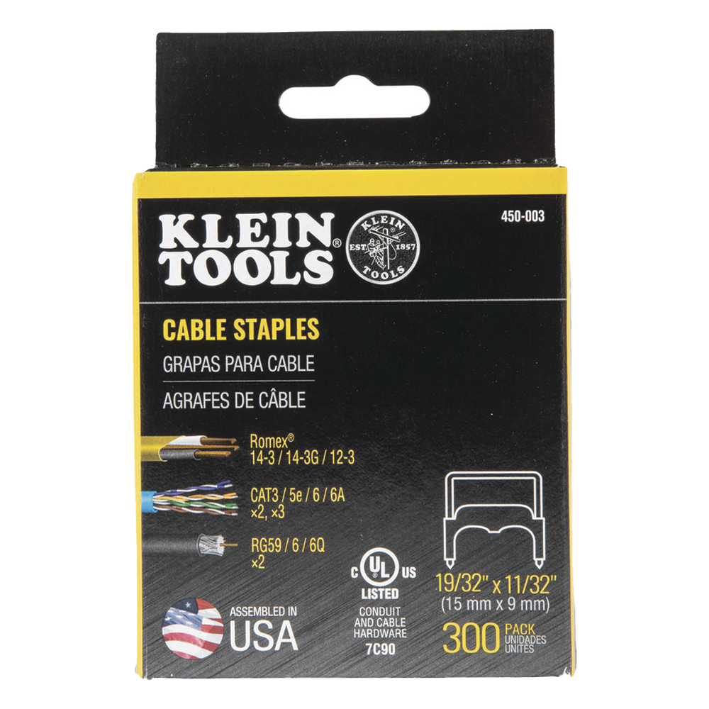 Paquete de 300 Grapas con Aislamiento, para Cables NM (RomexÆ) como 14/3, 14/3G, 12/3 y otros cables de hasta 11/32 x 19/32 (9 mm x 15 mm / 0.35 x